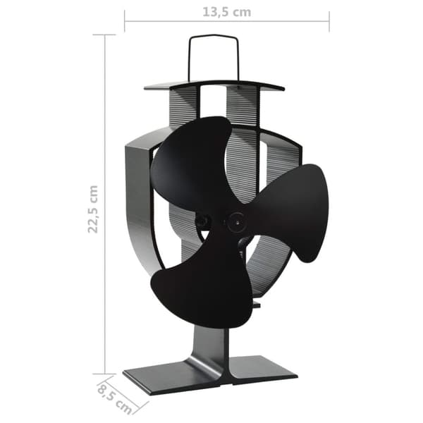 vidaXL Kaminfläkt 3 blad svart