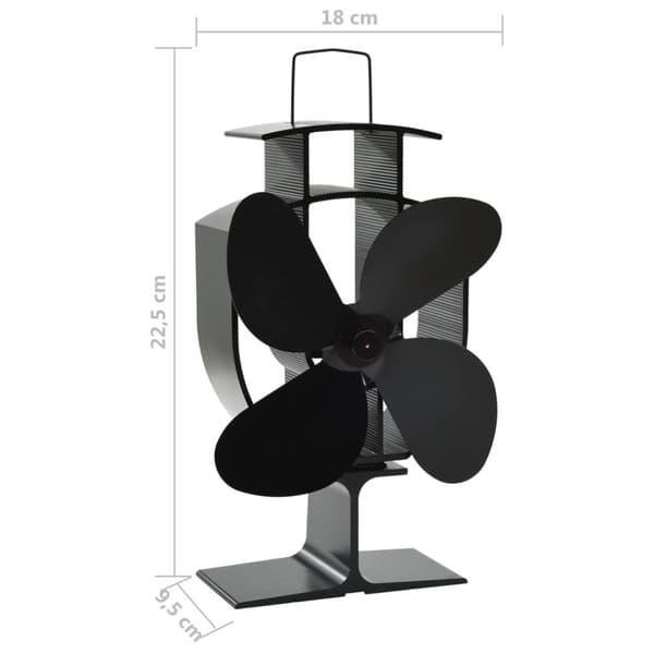 vidaXL varmedrevet ovnventilator 4 blade sort