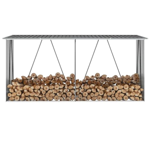 vidaXL Vedskjul galvaniserat stål 330x84x152 cm antracit vidaXL Vedskjul galvaniserat stål 330x84x152 cm antracit