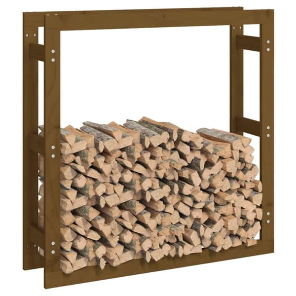 vidaXL brændestativ 100x25x100 cm massivt fyrretræ gyldenbrun