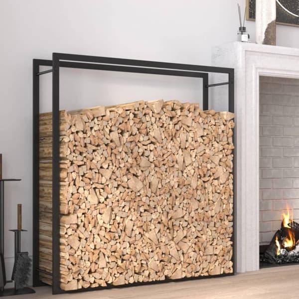 vidaXL Vedstativ matt svart 110x28x116 cm stål
