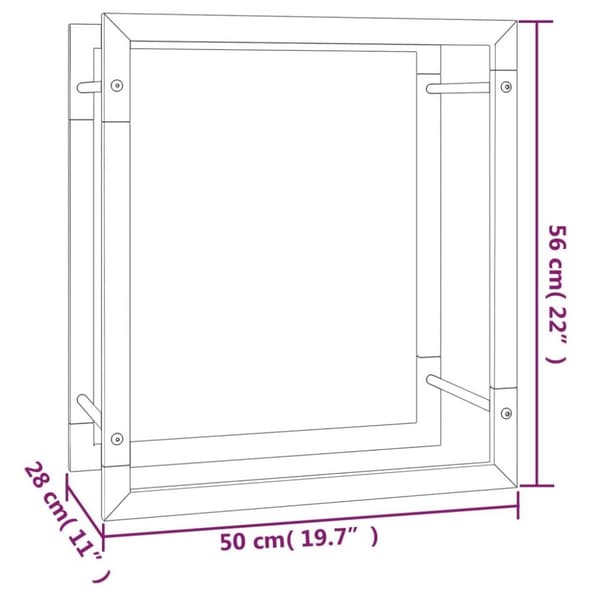 vidaXL brændestativ 50x28x56 cm stål matsort