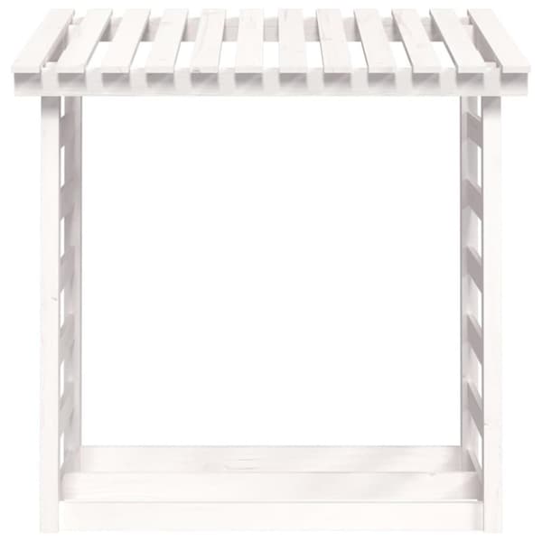 vidaXL brændestativ 108x64,5x110 cm massivt fyrretræ hvid