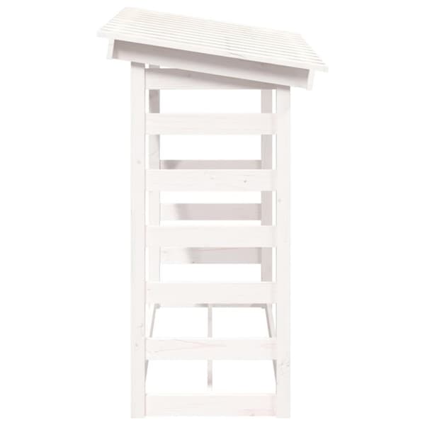 vidaXL brændestativ 108x64,5x110 cm massivt fyrretræ hvid