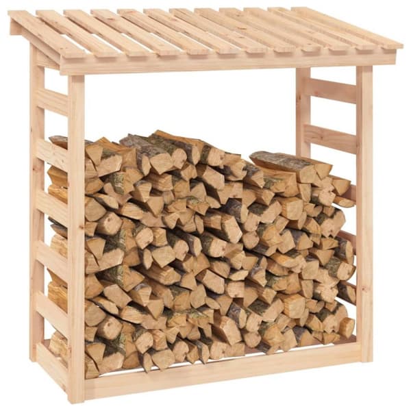 vidaXL Vedstativ 108x64,5x110 cm heltre furu