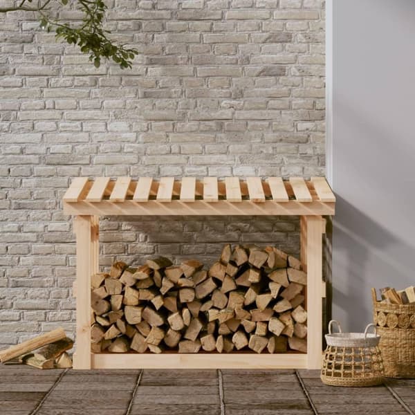 vidaXL Vedstativ 108x64,5x77 cm heltre furu