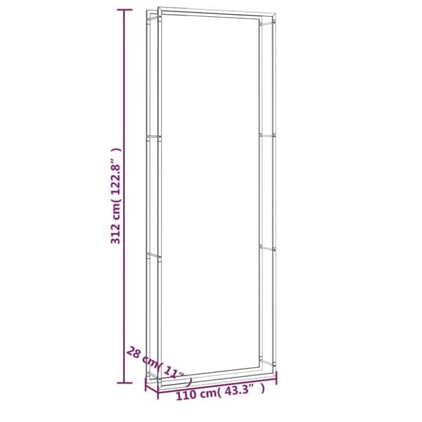 vidaXL Vedställ matt svart 110x28x312 cm stål