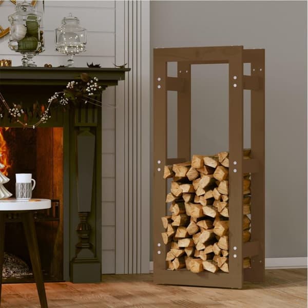 vidaXL Vedställ honungsbrun 41x25x100 cm massiv furu