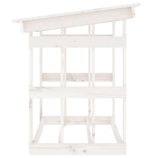 vidaXL brændestativ 108x64,5x77 cm massivt fyrretræ hvid