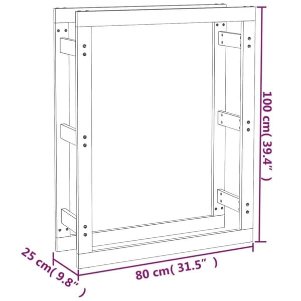 vidaXL brændestativ 80x25x100 cm massivt fyrretræ hvid