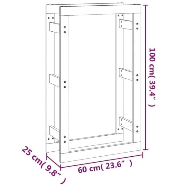 vidaXL Vedstativ 60x25x100 cm heltre furu