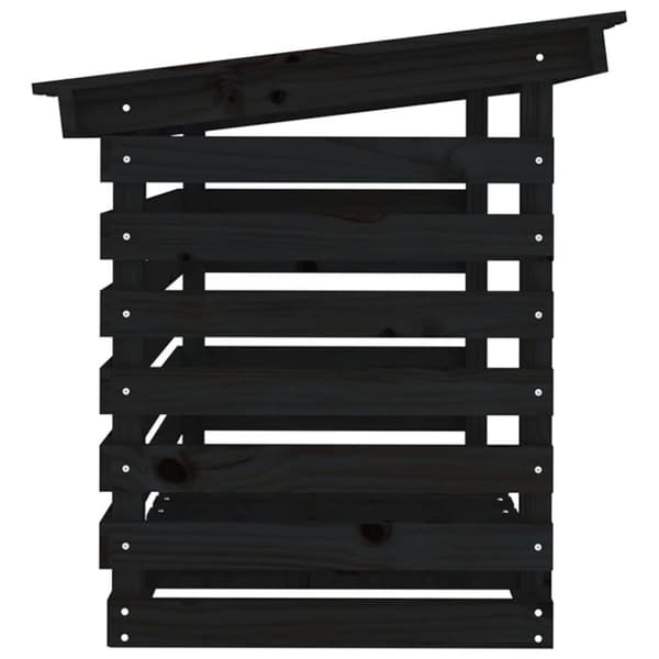 vidaXL Vedställ svart 108x73x79 cm massiv furu