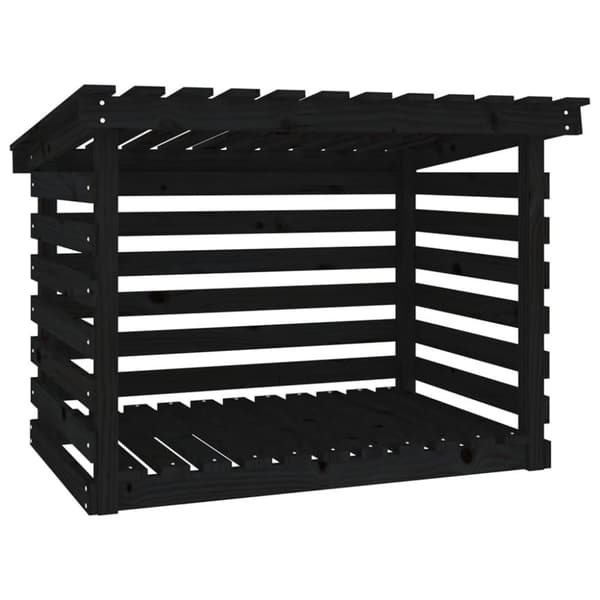 vidaXL Vedställ svart 108x73x79 cm massiv furu