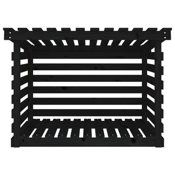 vidaXL brændestativ 108x73x79 cm massivt fyrretræ sort