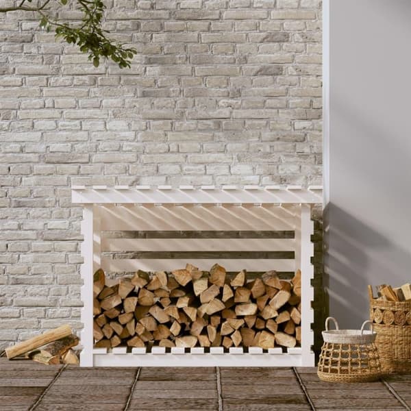 vidaXL Vedställ vit 108x73x79 cm massiv furu