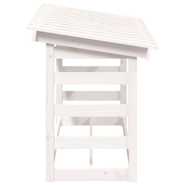 vidaXL brændestativ 108x64,5x78 cm massivt fyrretræ hvid