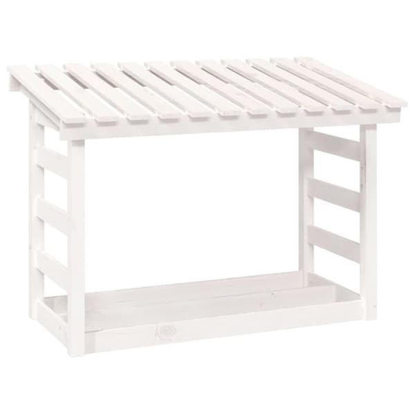 vidaXL brændestativ 108x64,5x78 cm massivt fyrretræ hvid