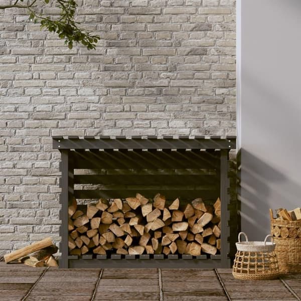 vidaXL Vedställ grå 108x73x79 cm massiv furu