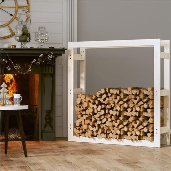 vidaXL Vedställ vit 100x25x100 cm massiv furu