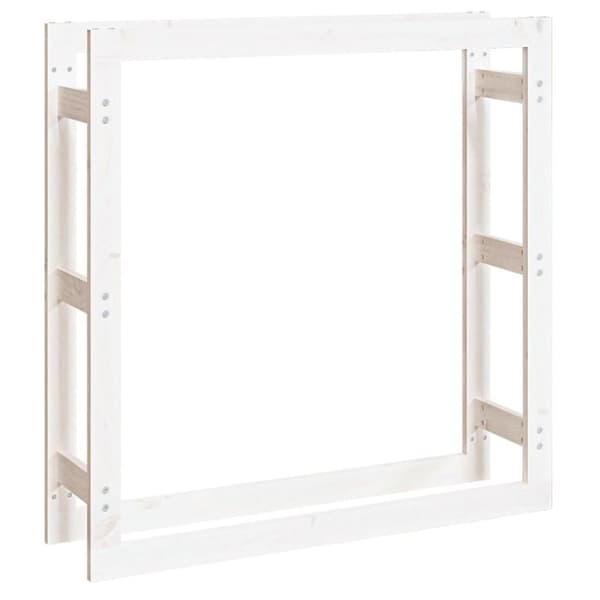 vidaXL brændestativ 100x25x100 cm massivt fyrretræ hvid