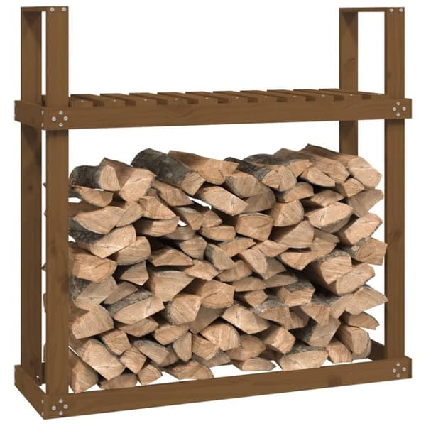 vidaXL Vedställ honungsbrun 110x35x108,5 cm massiv furu