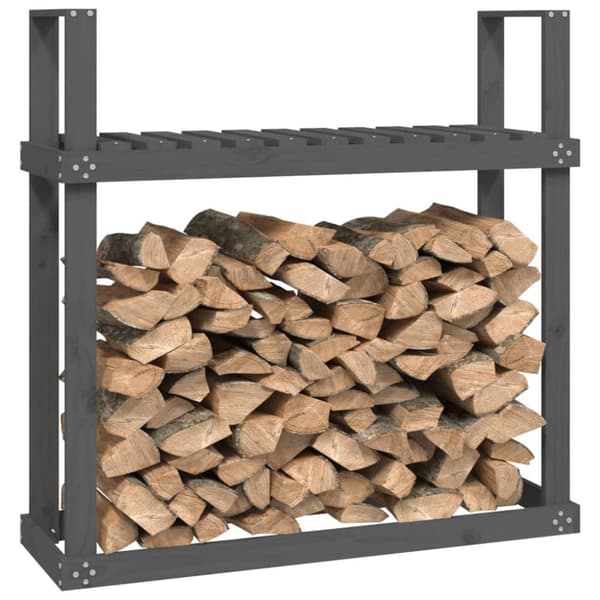 vidaXL Vedställ grå 110x35x108,5 cm massiv furu