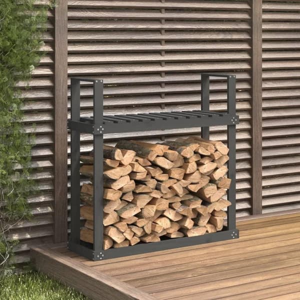 vidaXL Vedställ grå 110x35x108,5 cm massiv furu