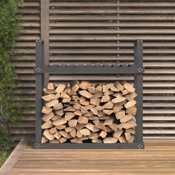 vidaXL Vedställ grå 110x35x108,5 cm massiv furu