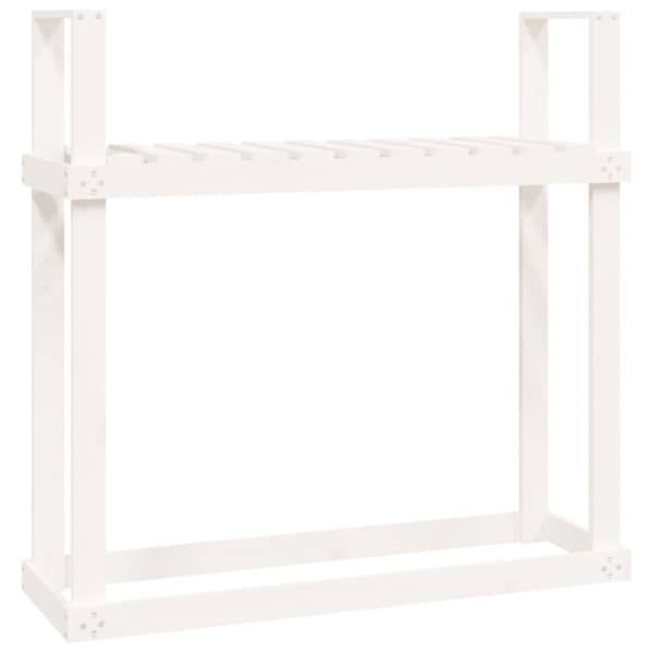 vidaXL brændestativ 1110x35x108,5 cm massivt fyrretræ hvid