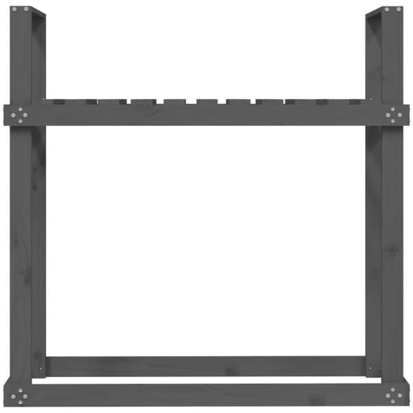 vidaXL brændestativ 1110x35x108,5 cm massivt fyrretræ grå