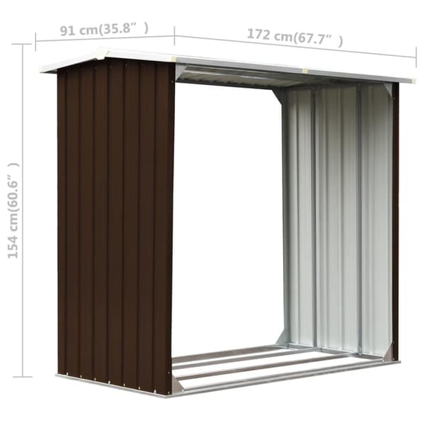 brændeskur 172 x 91 x 154 cm galvaniseret stål brun