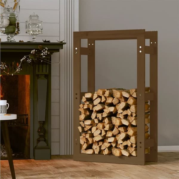 brændestativ 60x25x100 cm massivt fyrretræ gyldenbrun