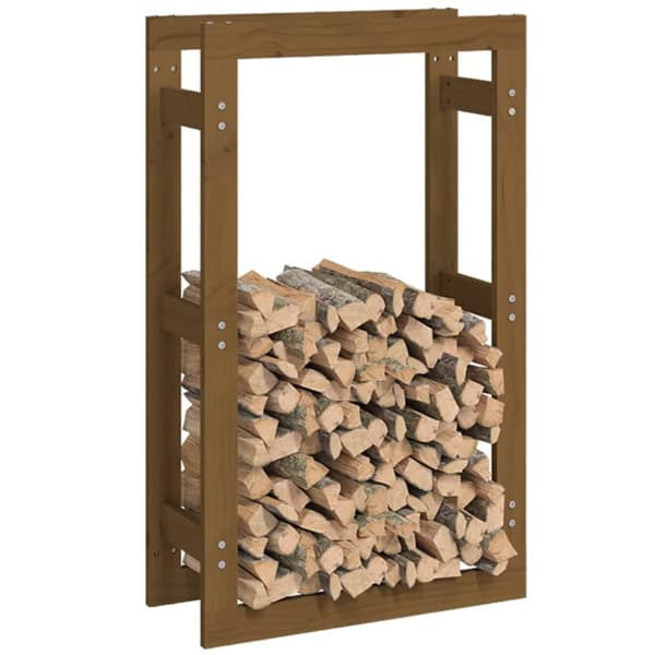 brændestativ 60x25x100 cm massivt fyrretræ gyldenbrun