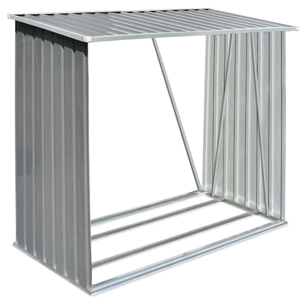 brændeskur til haven galvaniseret stål 163 x 83 x 154 cm grå