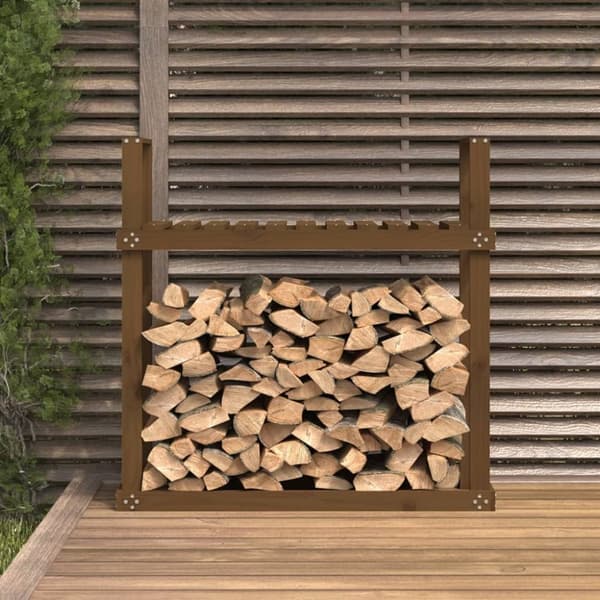 brændestativ 110x35x108,5 cm massivt fyrretræ gyldenbrun