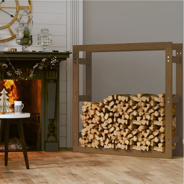 brændestativ 100x25x100 cm massivt fyrretræ gyldenbrun