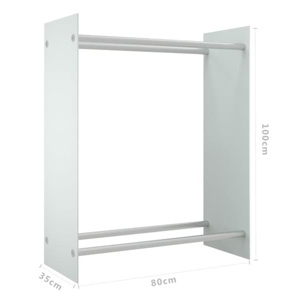 brændestativ 80x35x100 cm hærdet glas hvid