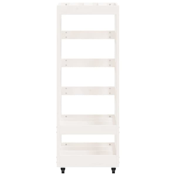 brændestativ med hjul 40x49x110 cm massivt fyrretræ hvid