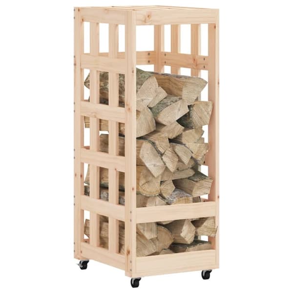 brændestativ med hjul 40x49x110 cm massivt fyrretræ