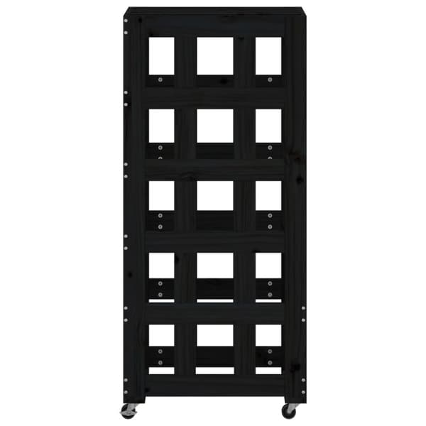 Klapiteline pyörillä musta 40x49x110 cm täysi mänty