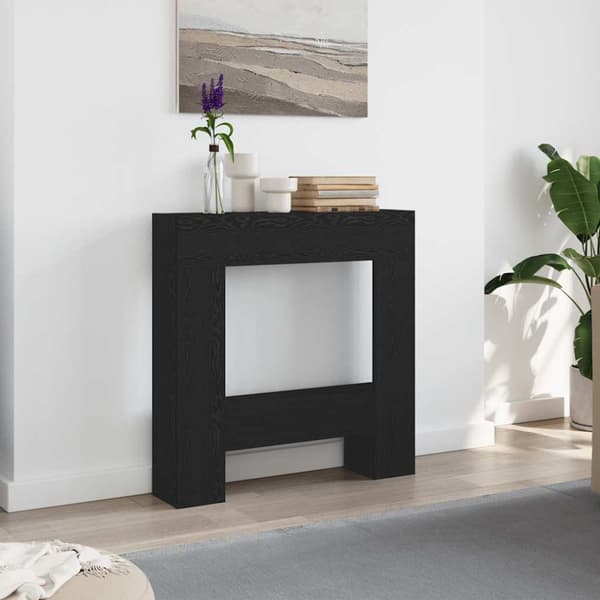 Öppen spis infattning svart ek 81x18x82 cm konstruerat trä