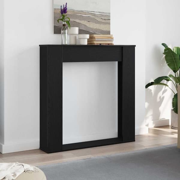 Öppen spis infattning svart ek 100x20x100 cm konstruerat trä