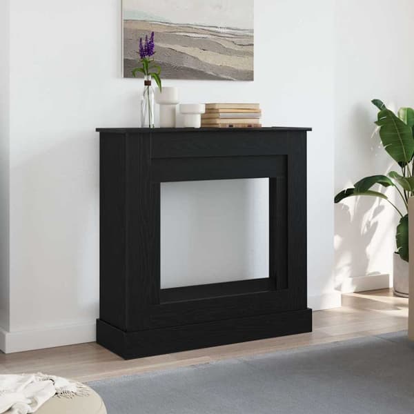 Öppen spis infattning svart ek 90x30x90 cm konstruerat trä