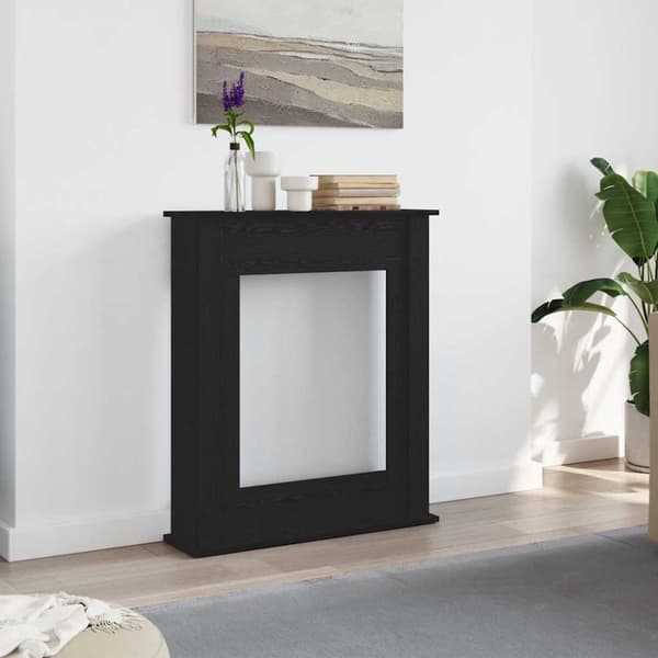 Öppen spis infattning svart ek 75x20x87,5 cm konstruerat trä