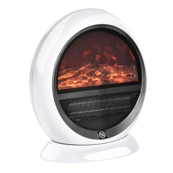 Rootz Elpejs - LED Elpejs - Stående Pejseovn med Flammeeffekt - ABS Plast - Hvid - 30,5 x 18 x 35 cm