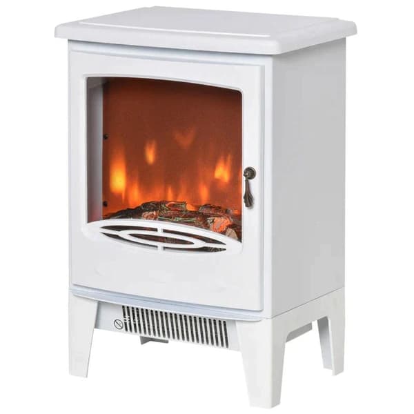 Rootz Elektrisk Öppen spis - LED Elektrisk Öppen spis - Med Flameffekt - ABS-plast - Glas - Vit - 39 x 26 x 54,8 cm