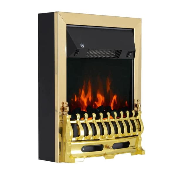 Rootz Elspis - Öppen spis - Elspis Spis - Öppen spis - Fristående - Eldstad Flame - 1000/2000W - Guld - 48,2 X 18,5 X 59,2 Cm