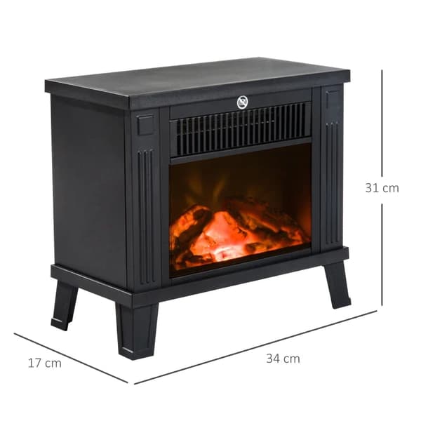 Rootz Electric Fireplace - Electric Fireplace Heater - Stove Standing Fireplace - Modern Electric Fireplace - With Flame Effect - 600/1200W - Black -