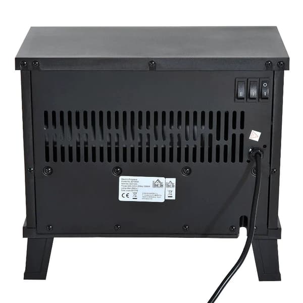 Rootz Electric Fireplace - Electric Fireplace Heater - Stove Standing Fireplace - Modern Electric Fireplace - With Flame Effect - 600/1200W - Black -