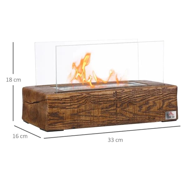 Rootz Ethanol Bordpejs - 0,15 L Brændetid 45 Min - Beton - Hærdet glas - Naturlig - 33L x 16W x 18H cm